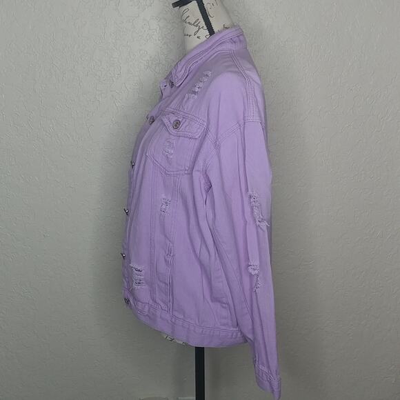 Wear Jeans Distressed Jean Jacket Purple Size S - Picture 2 of 7